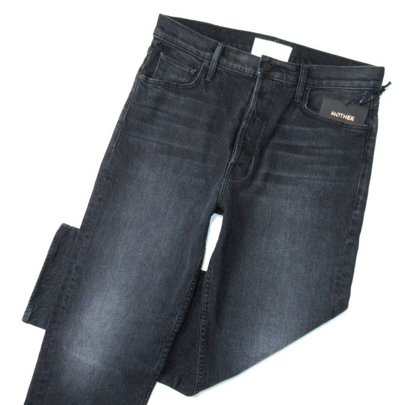 NWT Mother Superior Tomcat in Lies, Lies, Lies Black High Rise Crop Jeans 32 - Picture 2 of 10